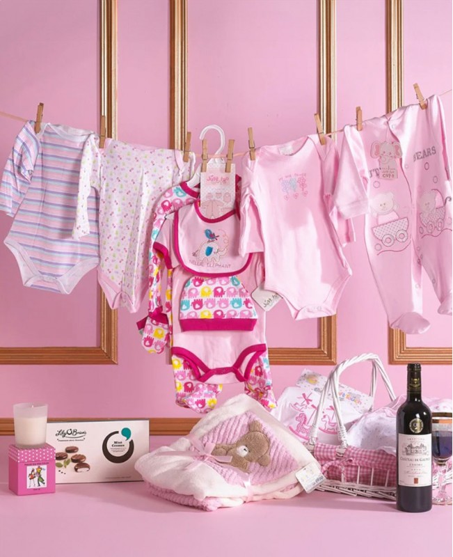 Baby Girl Glee (with wine) Gift Hamper
